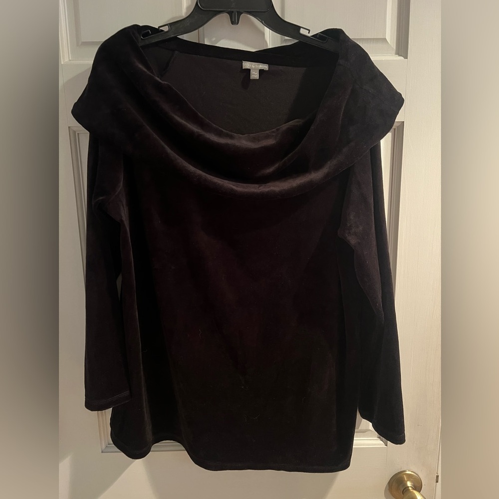 Talbots Off The Shoulder Black Velvet Pullover XL Petite